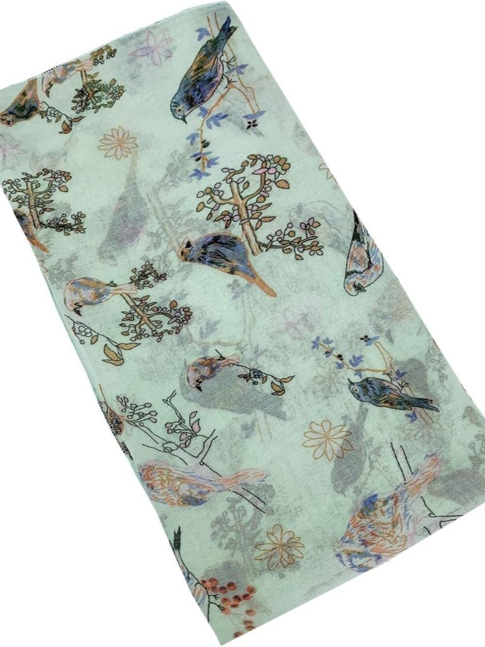 Scarfs for Women Lightweight Cotton Feel Scarves Floral Birds Print - Picture 8 of 8
